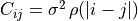 C_{ij} = \sigma^2 \, \rho(|i - j|)