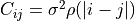 C_{ij} = \sigma^2 \rho(|i - j|)